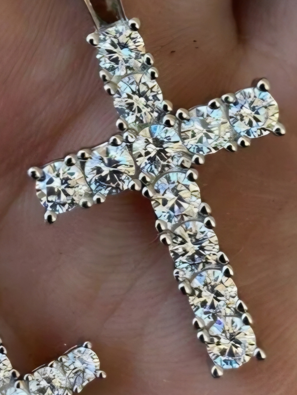 MOISSANITE Iced Out Tennis Cross Pendant 925 Silver NEW - Picture 4 of 12